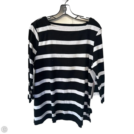 Top 3/4 Sleeve Basic By Chicos In Black and White, Size: L