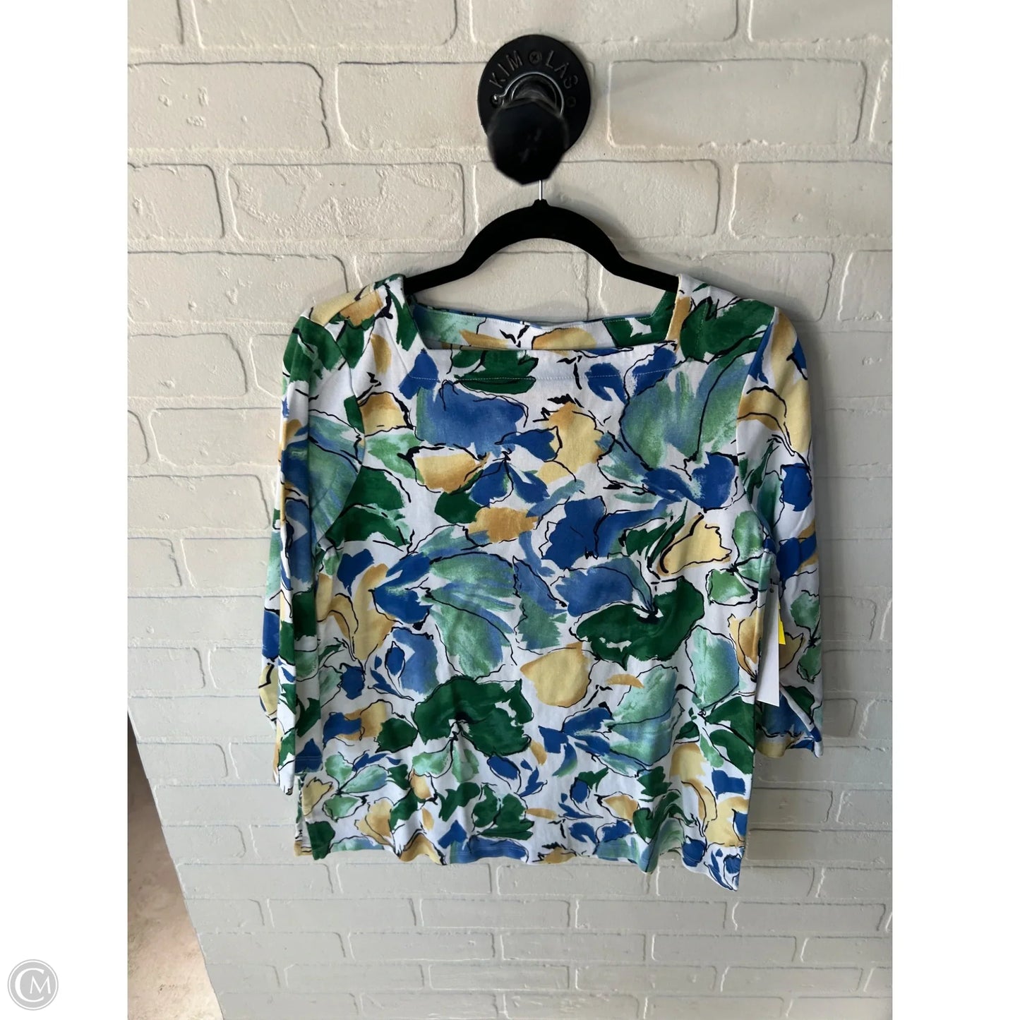 Top Long Sleeve By Chicos In Blue & White, Size: L