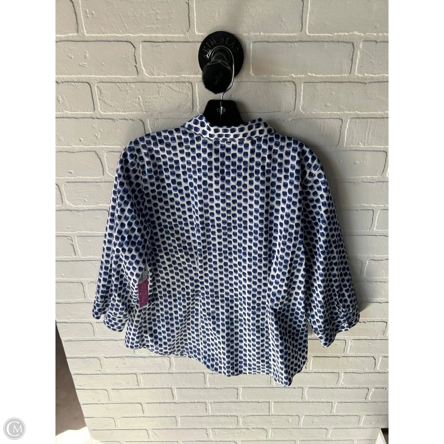 Top Long Sleeve By Chicos In Blue & White, Size: M