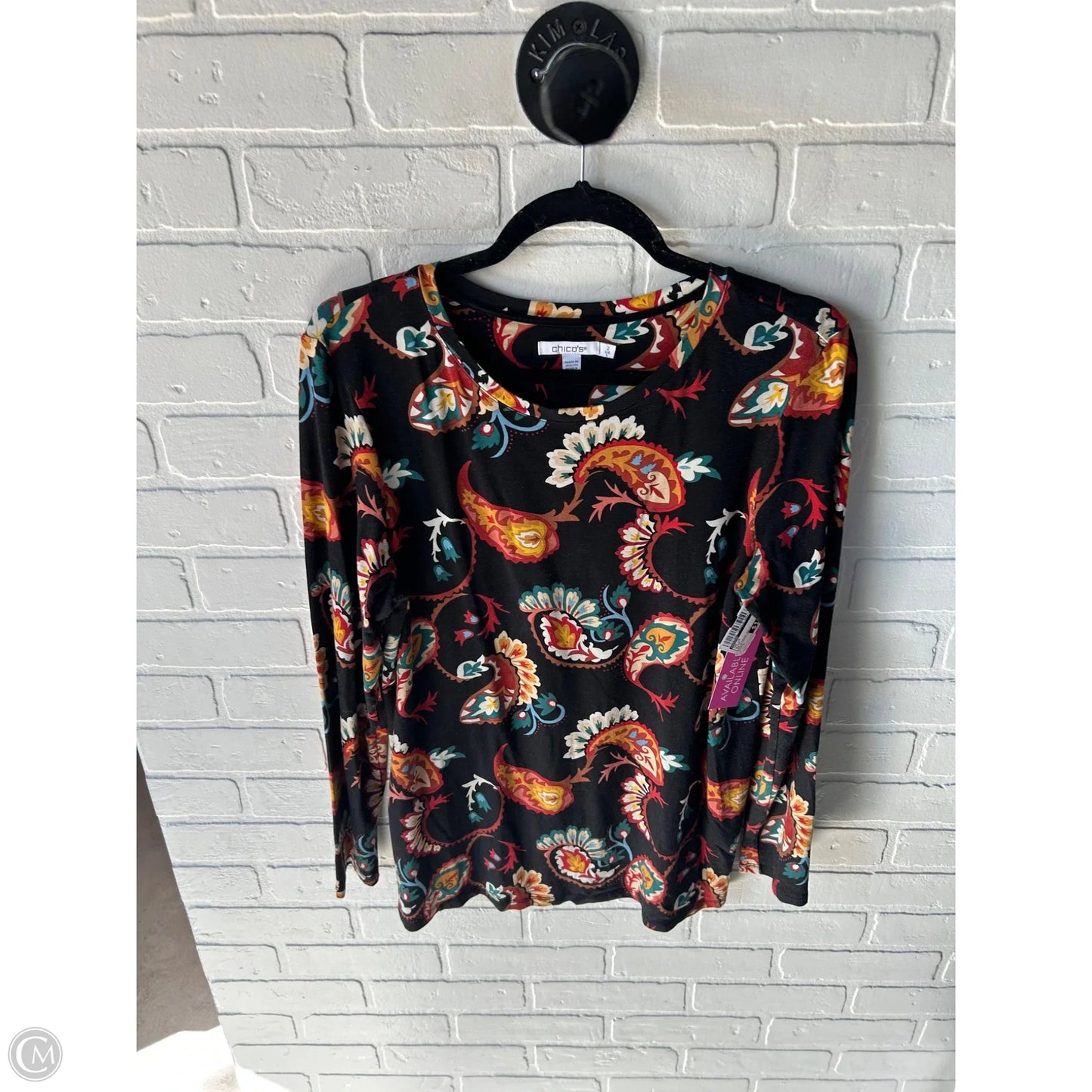 Top Long Sleeve By Chicos In Black, Size: L