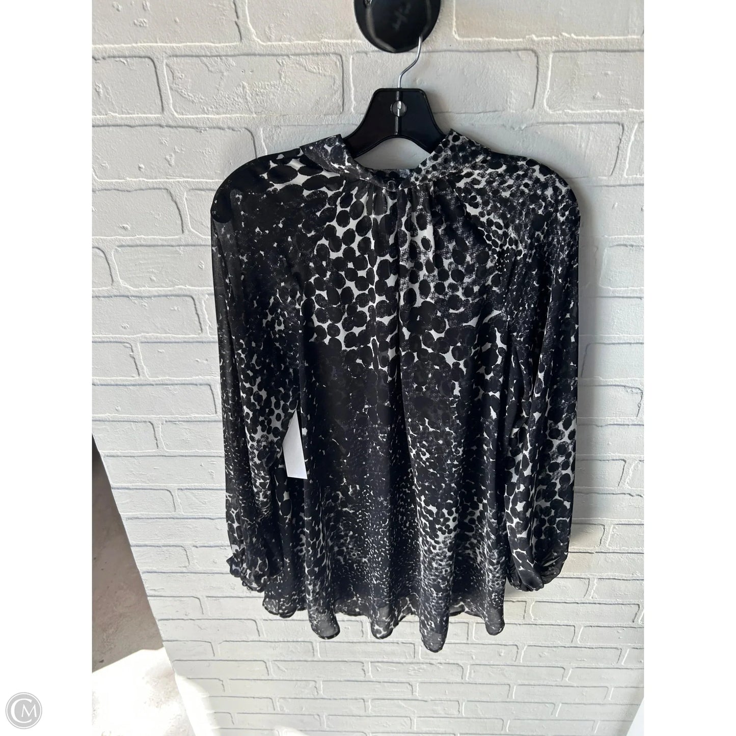 Top Long Sleeve By Cabi In Black & White, Size: M