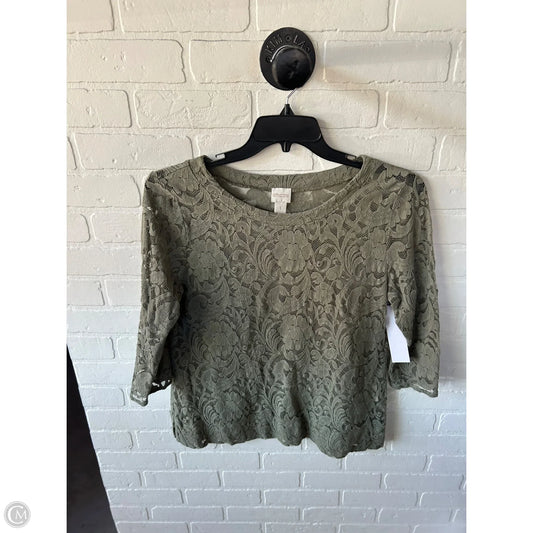 Top 3/4 Sleeve By Chicos In Green, Size: M