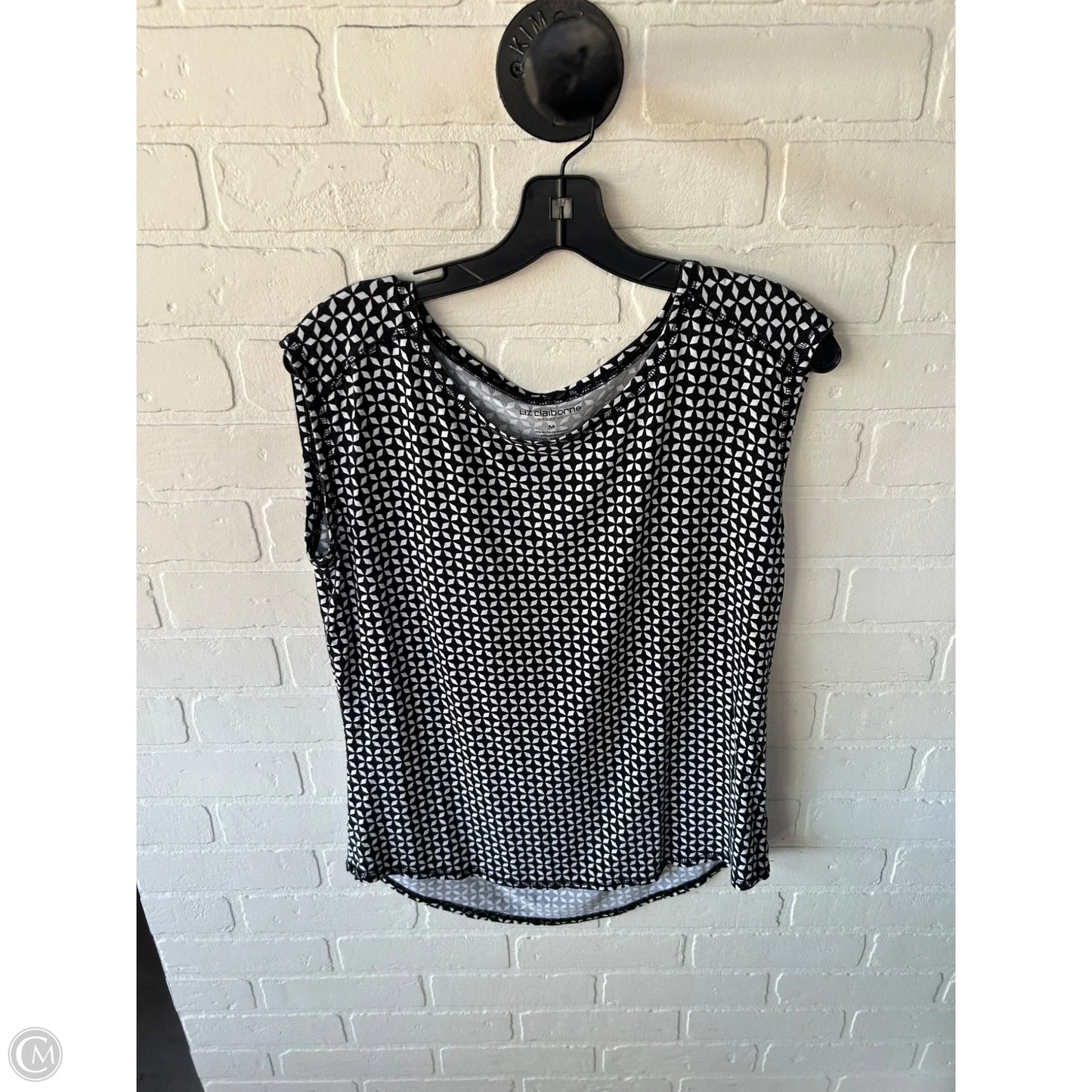 Top Sleeveless By Liz Claiborne In Black & White, Size: M
