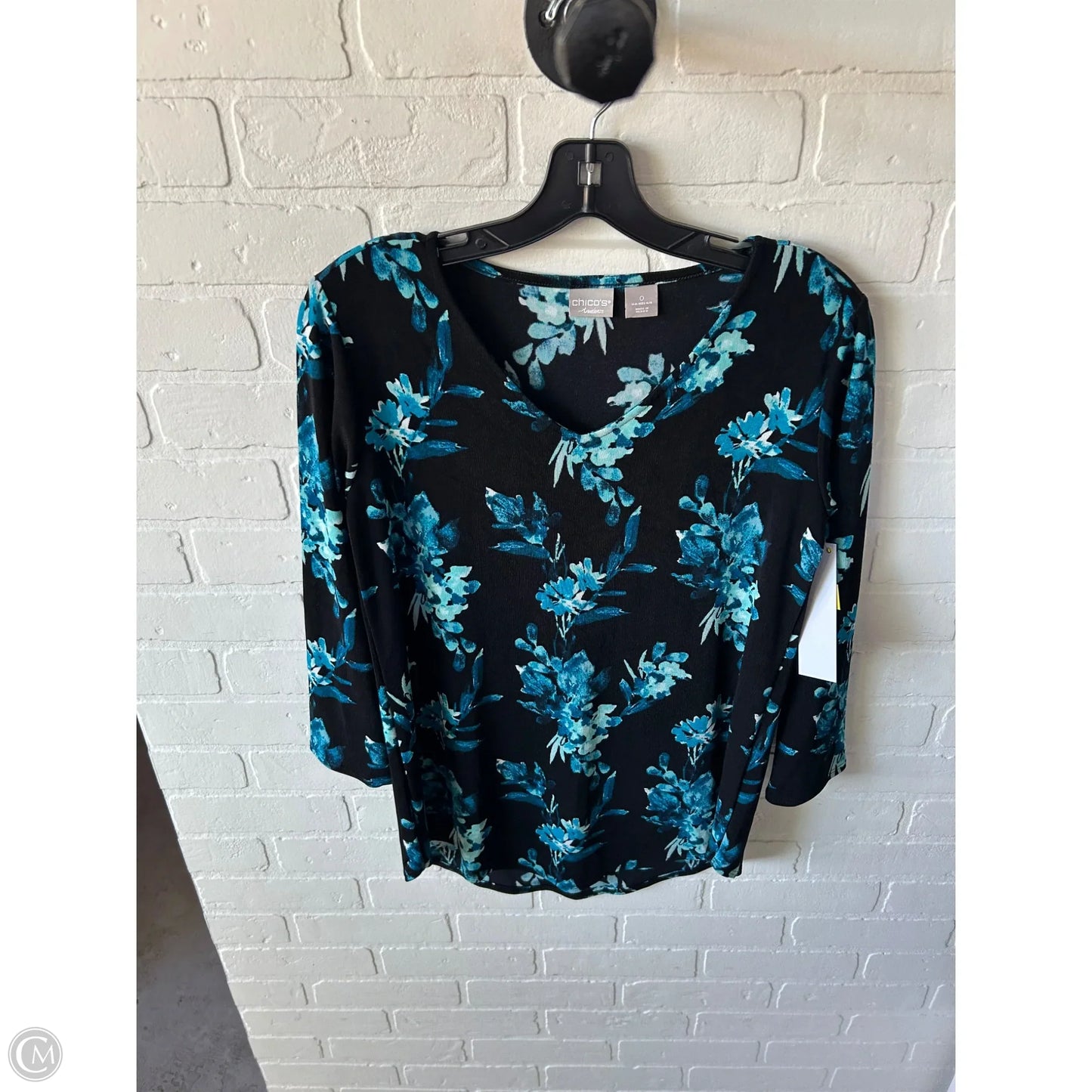 Top Long Sleeve By Chicos In Black & Blue, Size: S