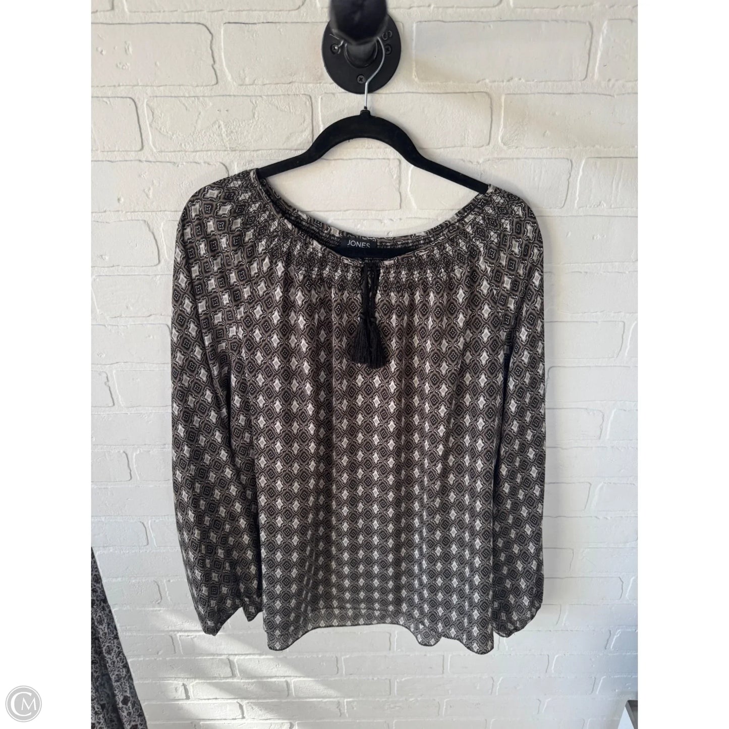 Top Long Sleeve By Jones New York In Brown & White, Size: XL