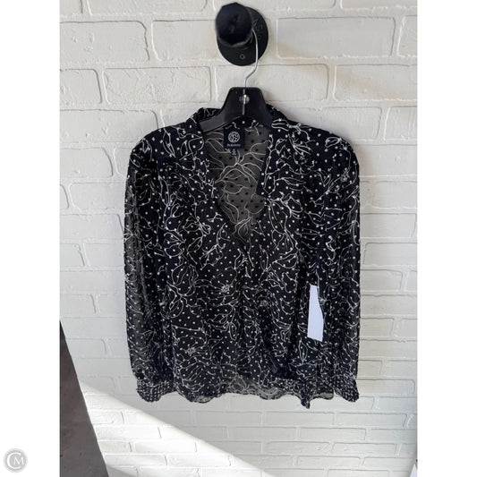 Top Long Sleeve By Bobeau In Black & White, Size: 1x