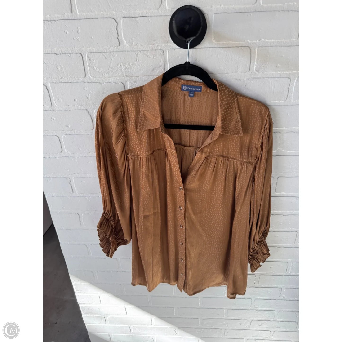 Top 3/4 Sleeve By Democracy In Brown, Size: 1x