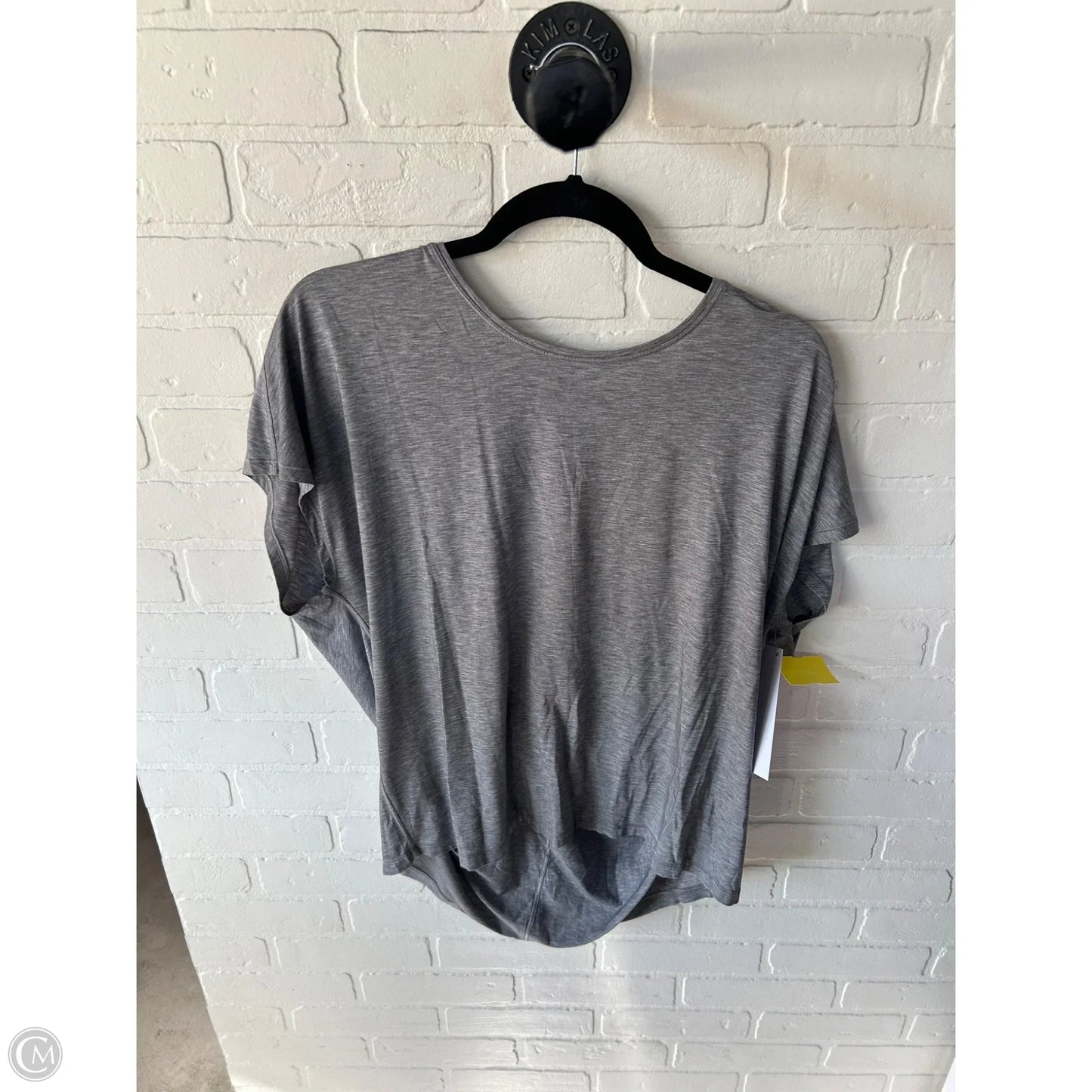 Athletic Top Short Sleeve By Lululemon In Grey, Size: L
