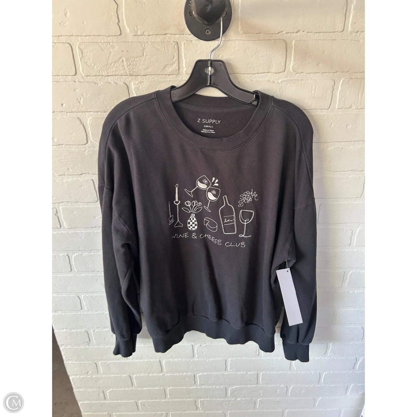 Sweatshirt Crewneck By Z Supply In Grey & White, Size: S