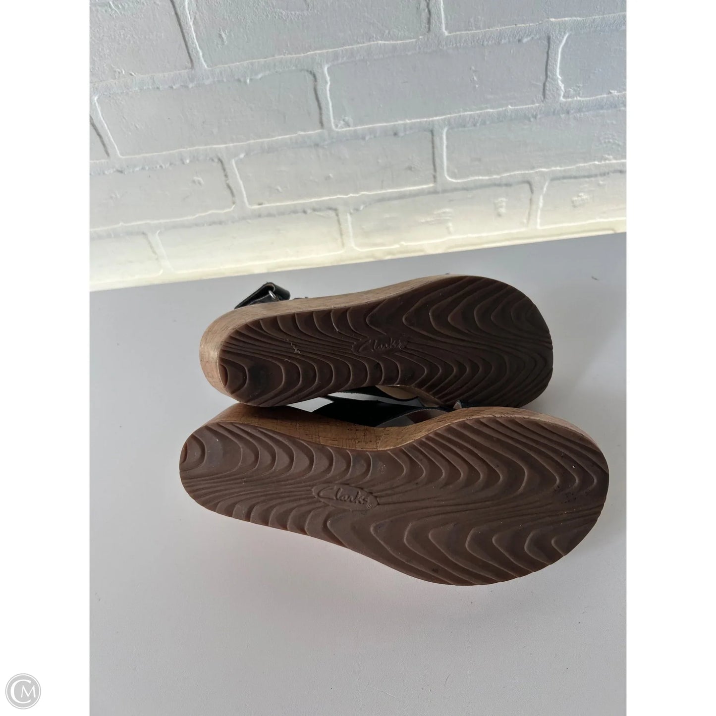 Sandals Heels Wedge By Clarks In Black, Size: 8