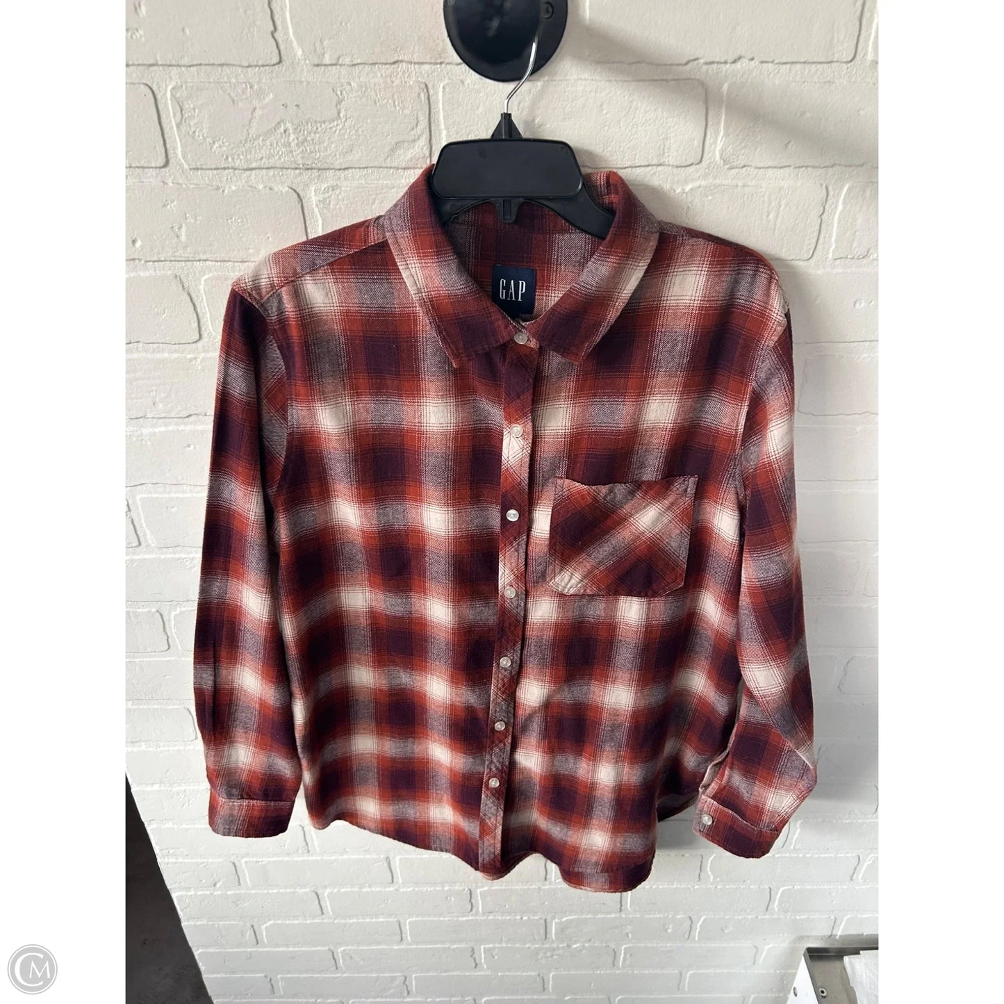 Top Long Sleeve By Gap In Orange & Red, Size: L