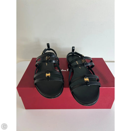 Sandals Luxury Designer By Ferragamo In Black, Size: 8.5