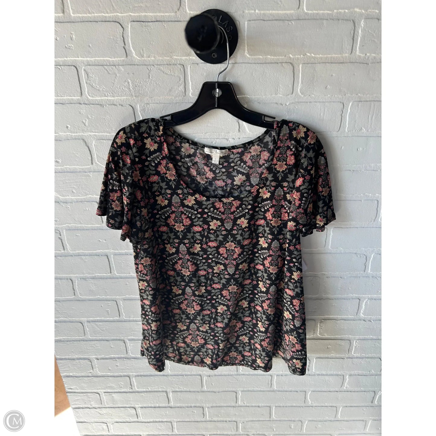 Top Short Sleeve By Nine Britton In Black & Green, Size: L