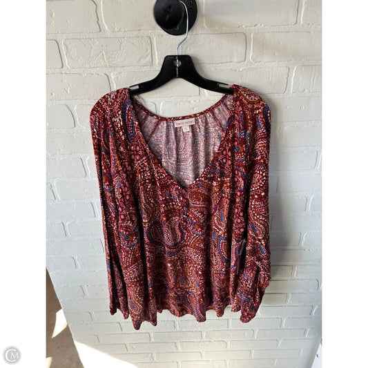 Top Long Sleeve By Knox Rose In Red, Size: Xxl