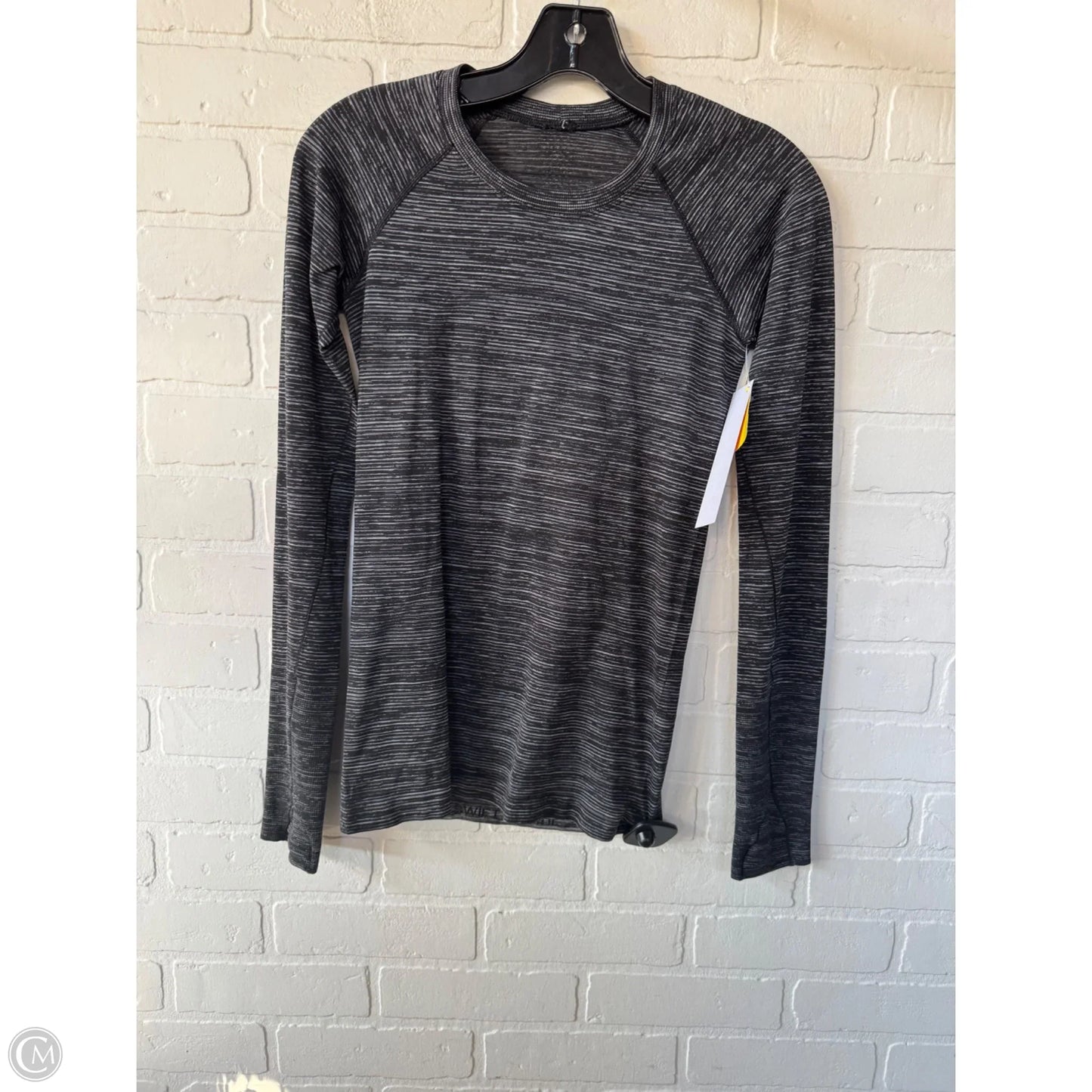 Athletic Top Long Sleeve Crewneck By Lululemon In Black & Grey, Size: S