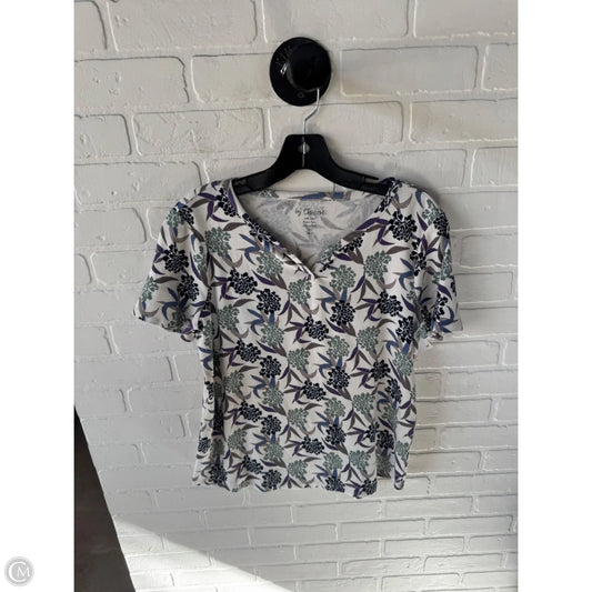 Top Short Sleeve By Chicos In Cream & Purple, Size: L