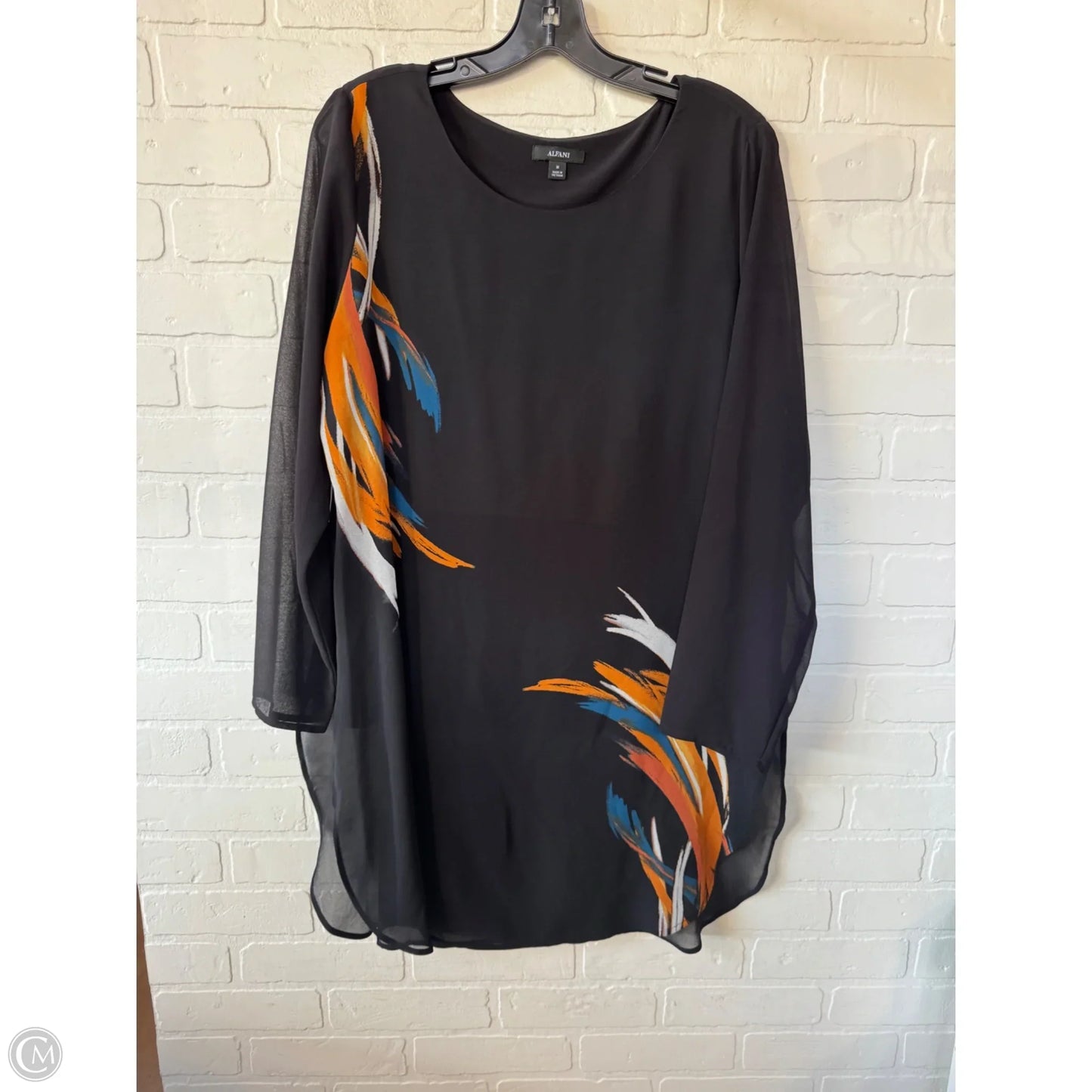 Tunic Long Sleeve By Alfani In Black, Size: M