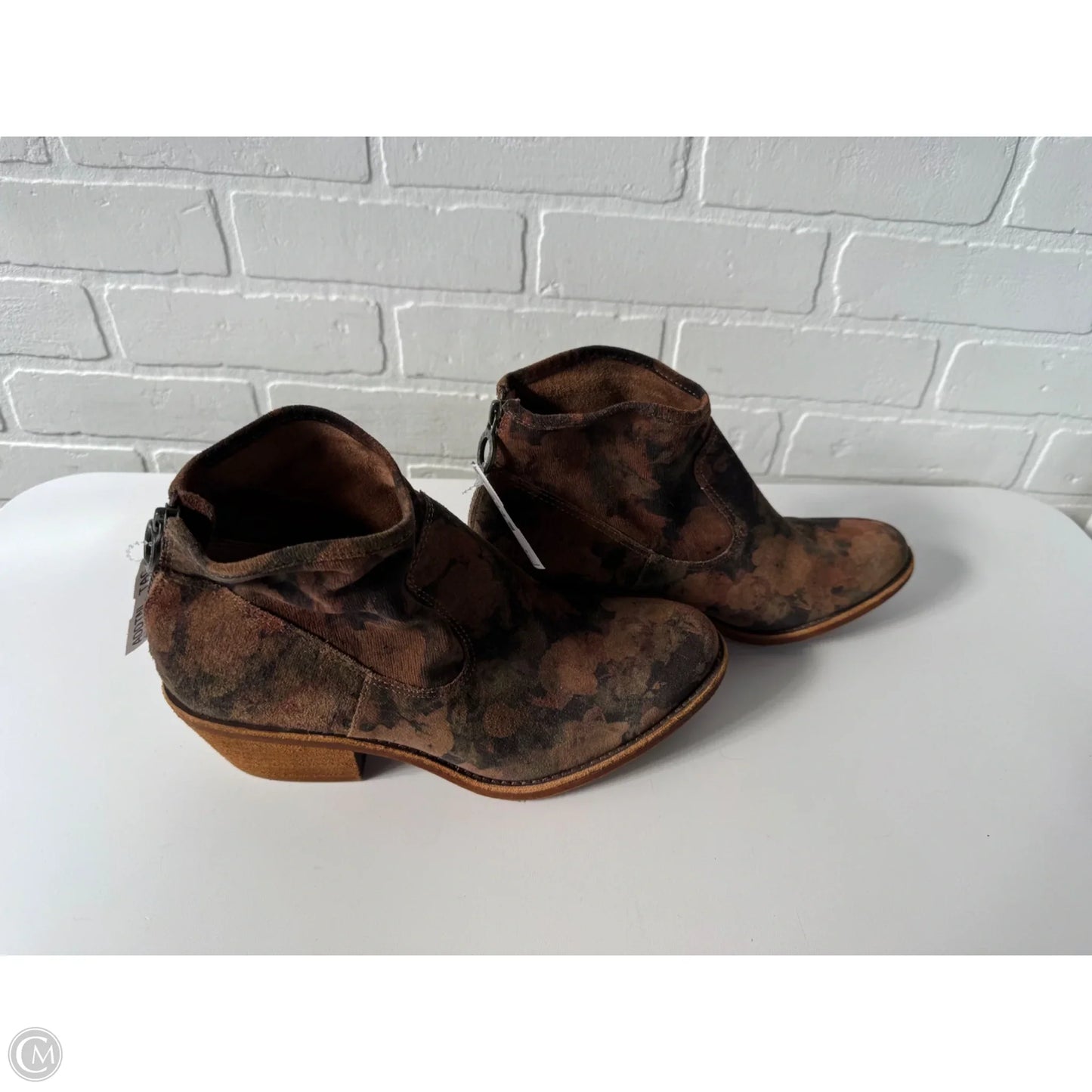 Boots Ankle Heels By Sofft In Black & Brown, Size: 9