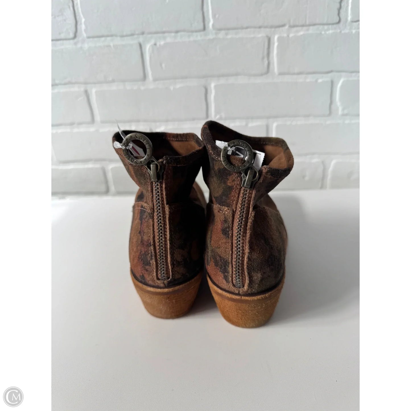 Boots Ankle Heels By Sofft In Black & Brown, Size: 9