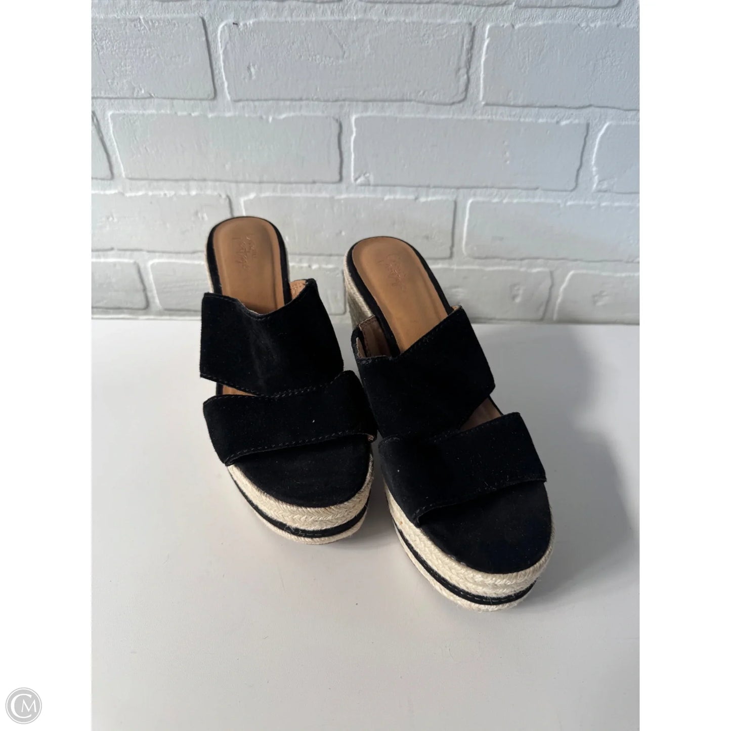 Sandals Heels Wedge By Crown Vintage In Black, Size: 8.5