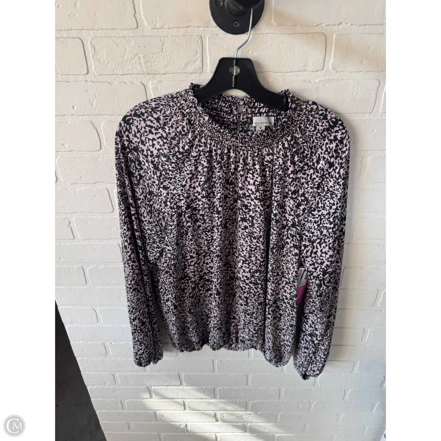 Top Long Sleeve By Allison Joy In Black & Pink, Size: M