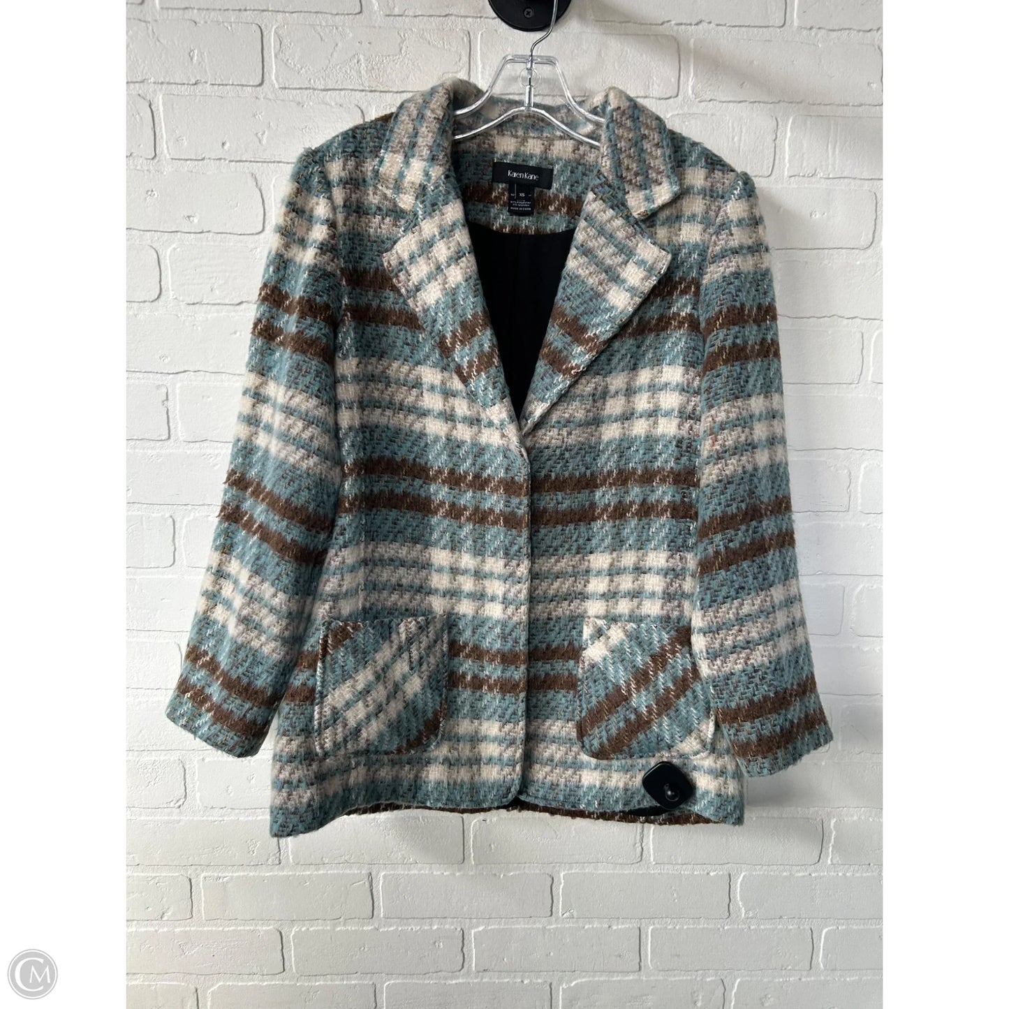 Blazer By Karen Kane In Blue & Brown, Size: Xs