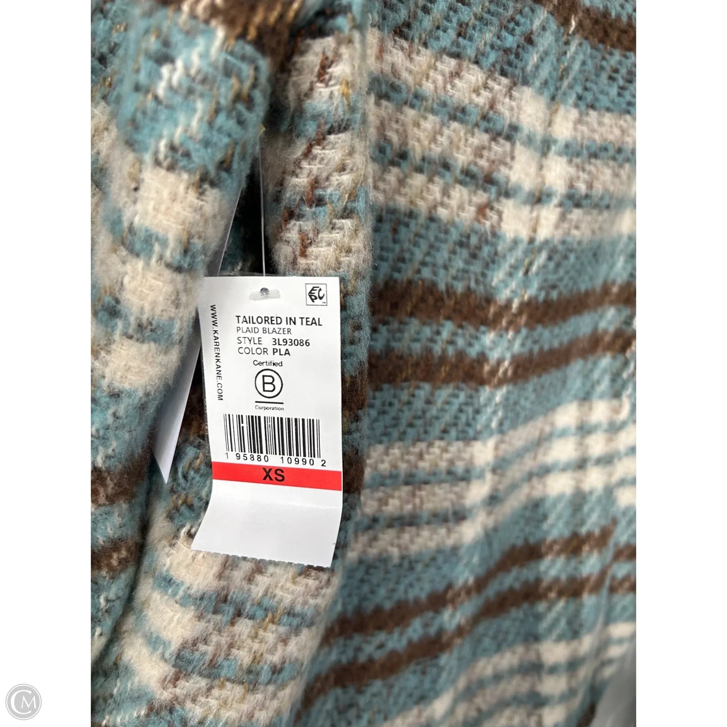 Blazer By Karen Kane In Blue & Brown, Size: Xs