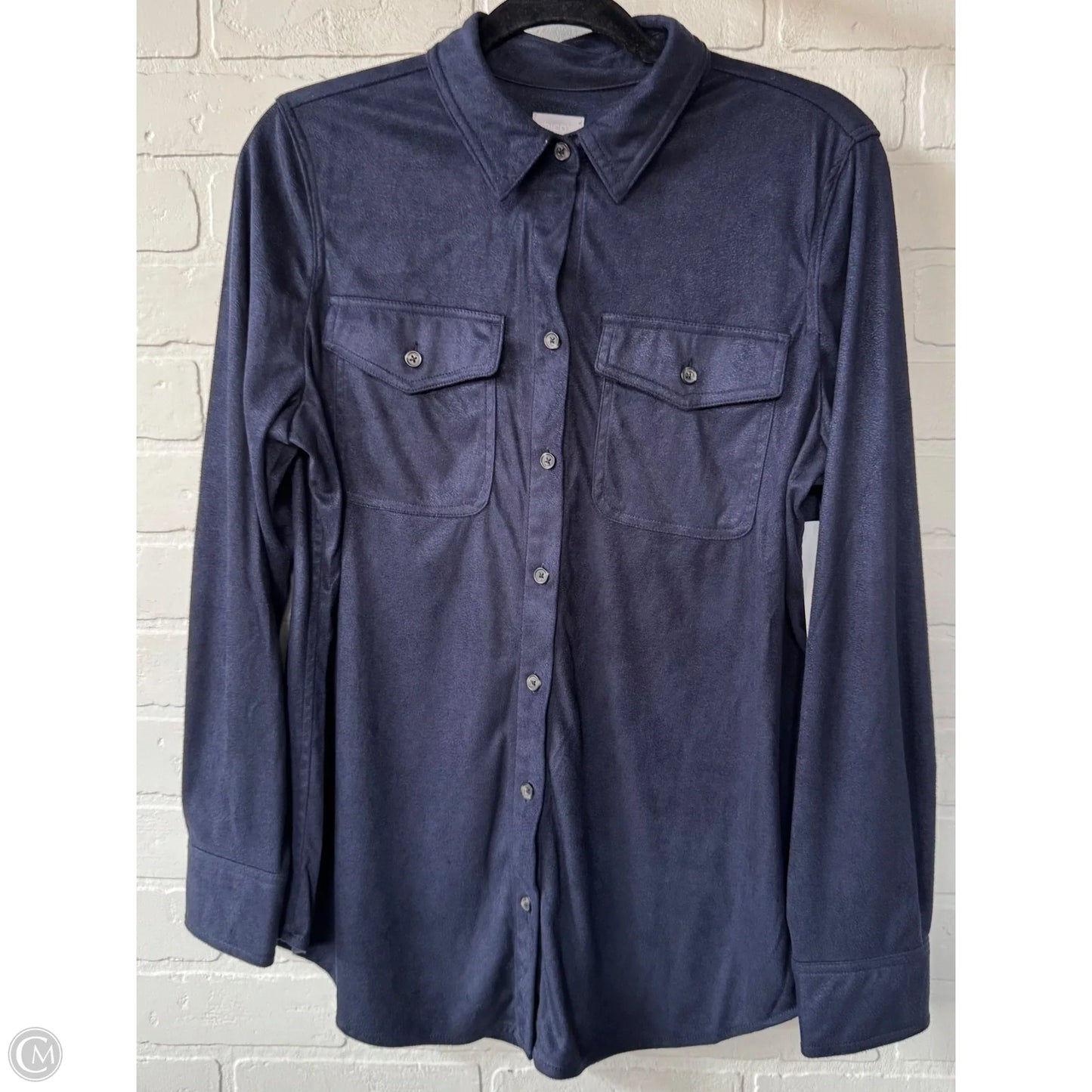 Top Long Sleeve By Chicos In Navy, Size: M