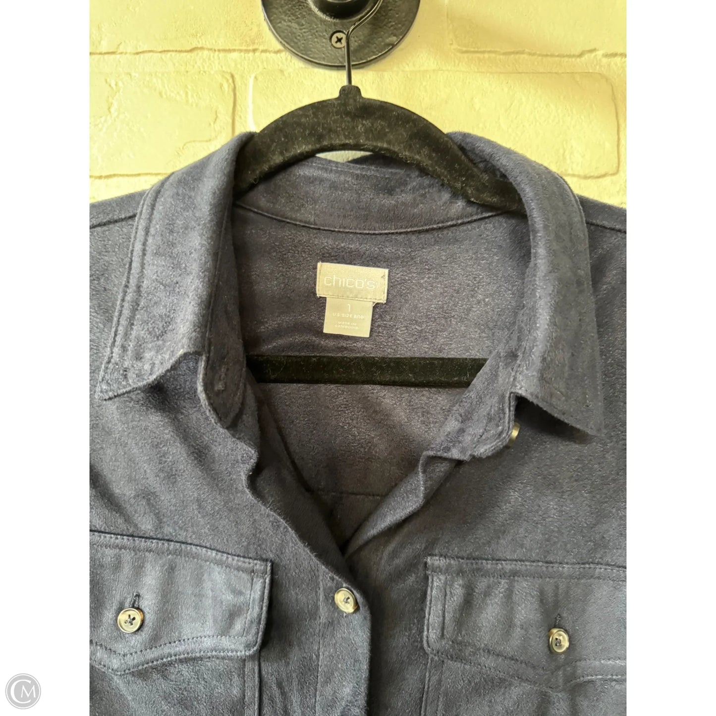 Top Long Sleeve By Chicos In Navy, Size: M