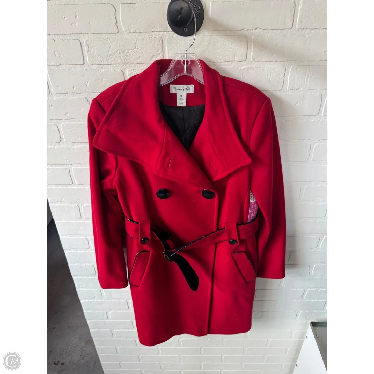 Coat Peacoat By Preston And New York In Red, Size: Xl