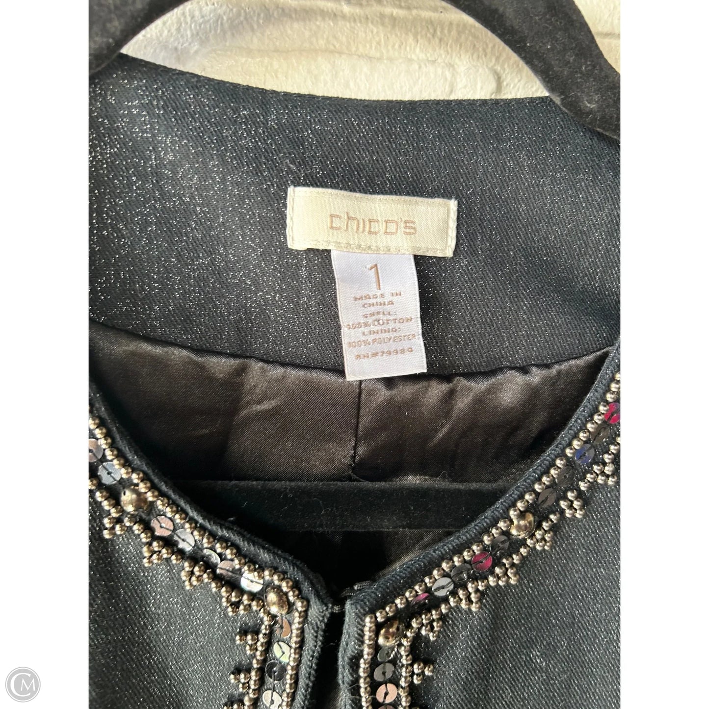 Blazer By Chicos In Black Denim, Size: M