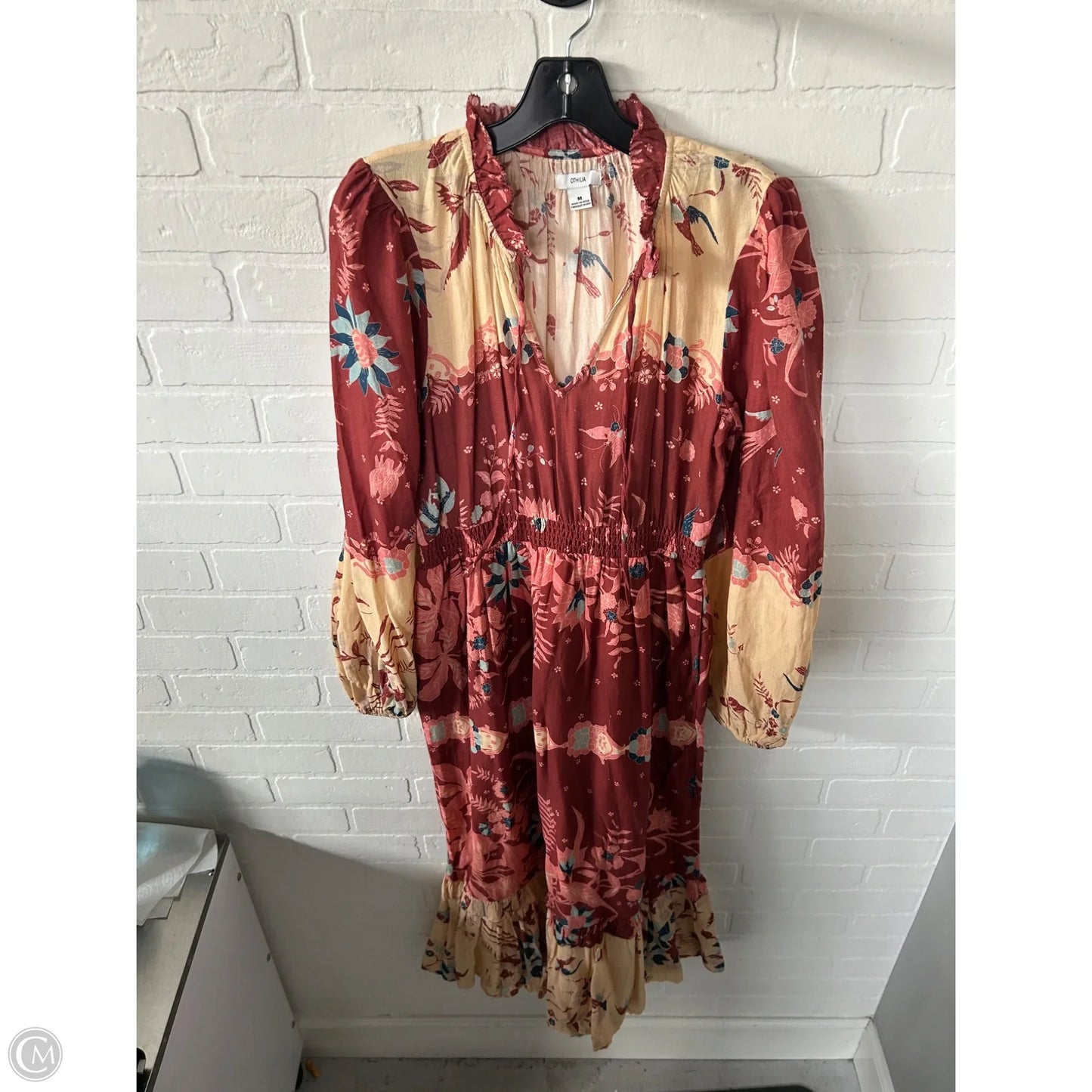 Dress Casual Maxi By Cmc In Brown & Cream, Size: M