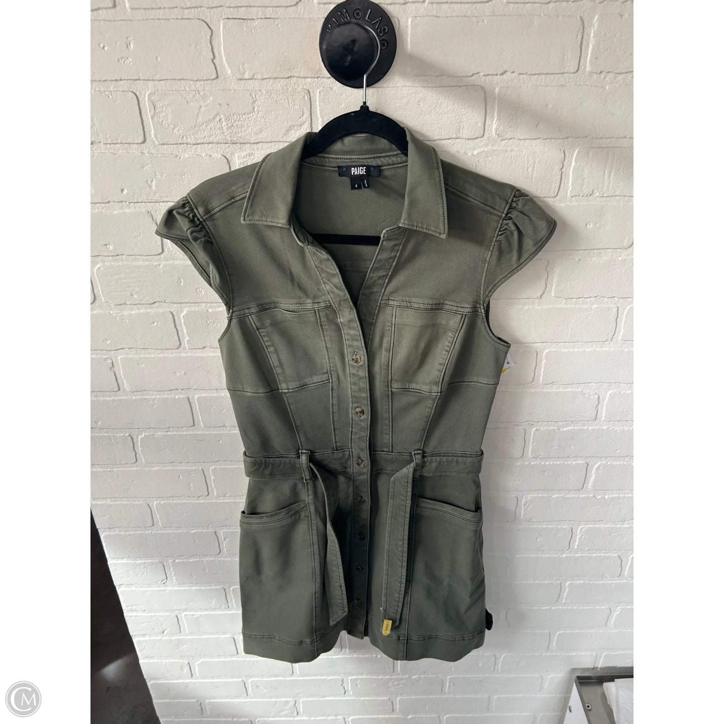 Dress Casual Short By Paige In Green Denim, Size: S