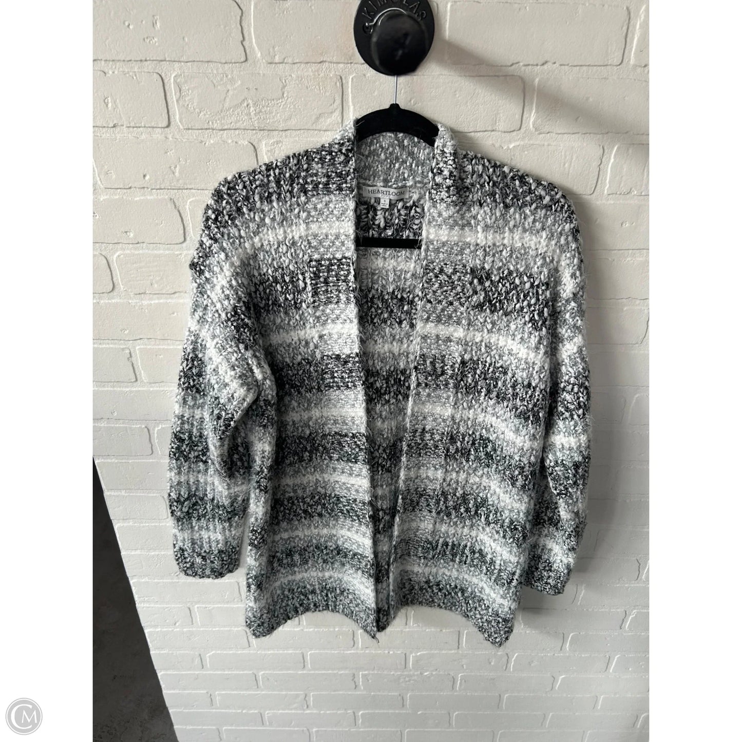 Sweater Cardigan By Heartloom In Black & Grey, Size: S