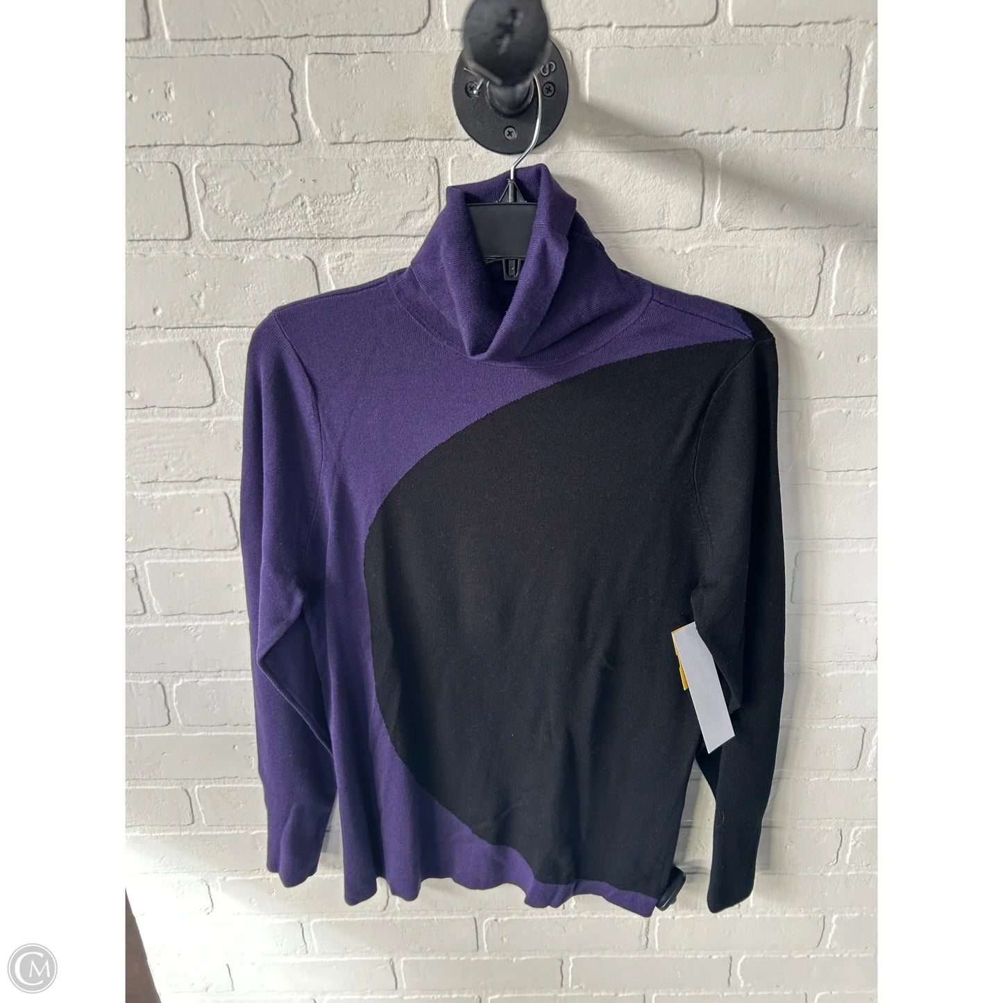 Sweater By Chicos In Black & Purple, Size: L