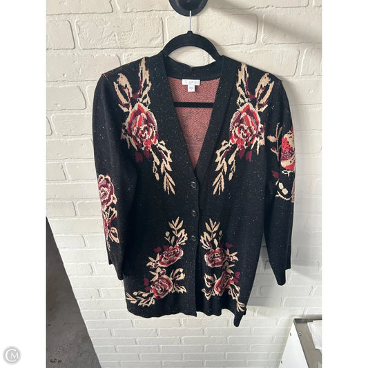Sweater Cardigan By J. Jill In Black & Cream, Size: M