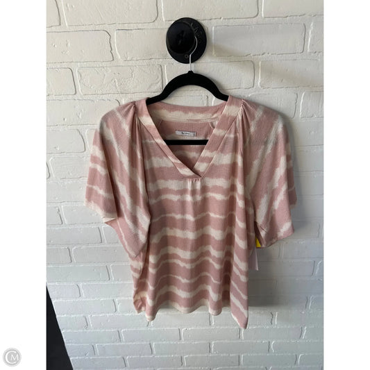 Top Short Sleeve By Clothes Mentor In Cream & Pink, Size: Xl