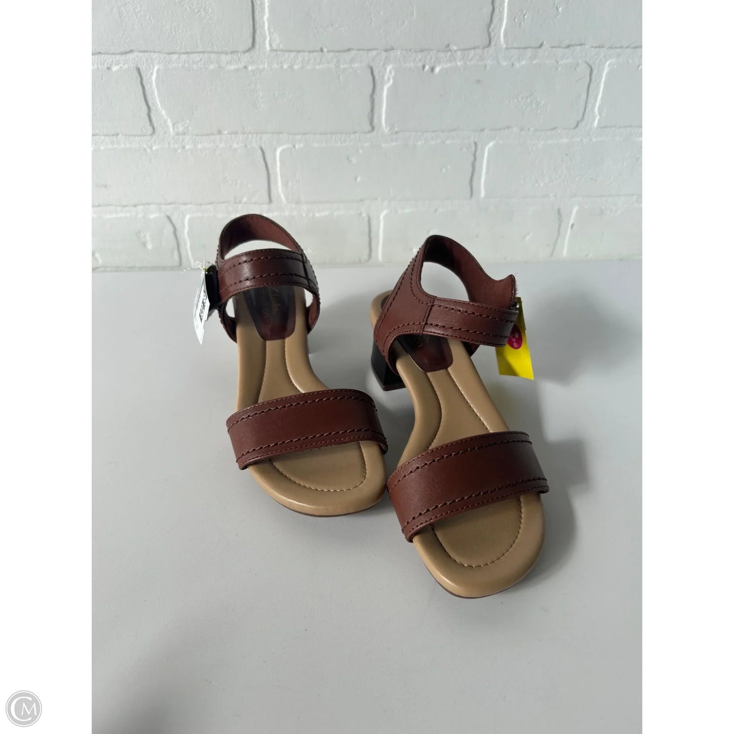 Sandals Heels Block By Clarks In Brown, Size: 5