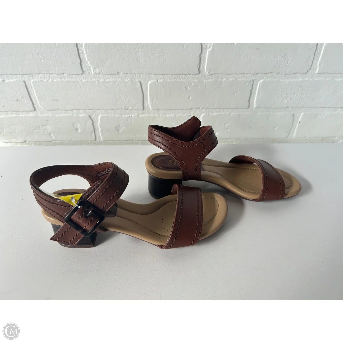 Sandals Heels Block By Clarks In Brown, Size: 5