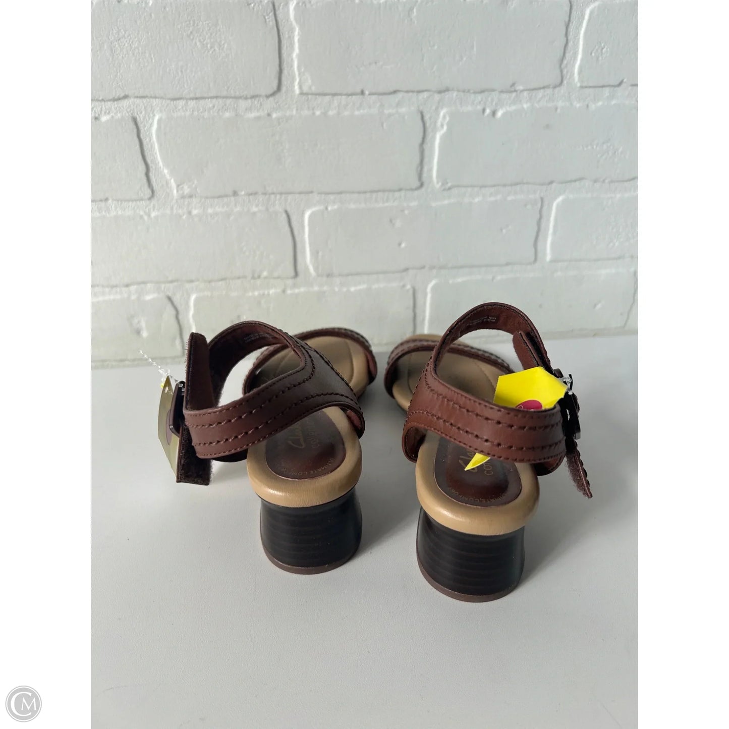 Sandals Heels Block By Clarks In Brown, Size: 5