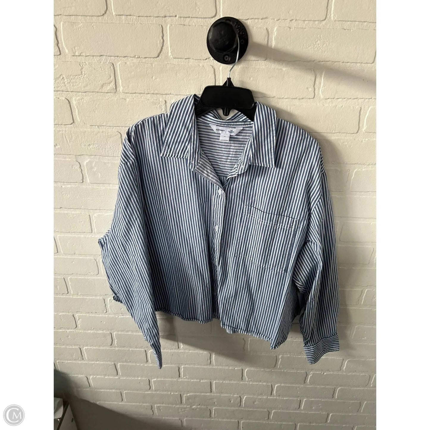 Top Long Sleeve By Old Navy In Blue & White, Size: Xl