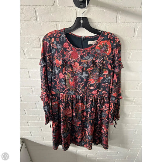 Dress Casual Midi By Loft In Blue & Red, Size: M