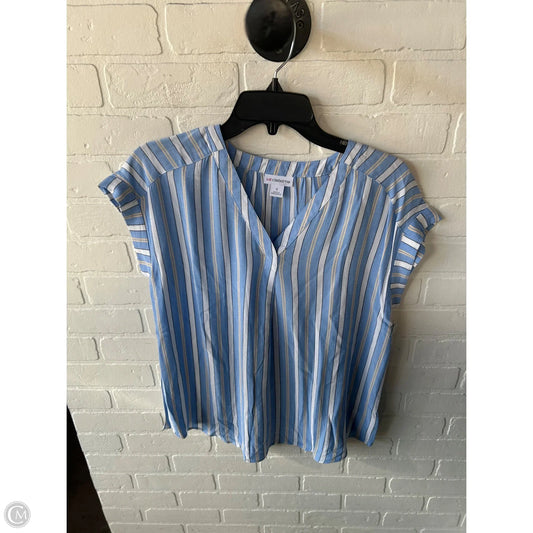 Top Short Sleeve By Liz Claiborne In Blue & White, Size: S