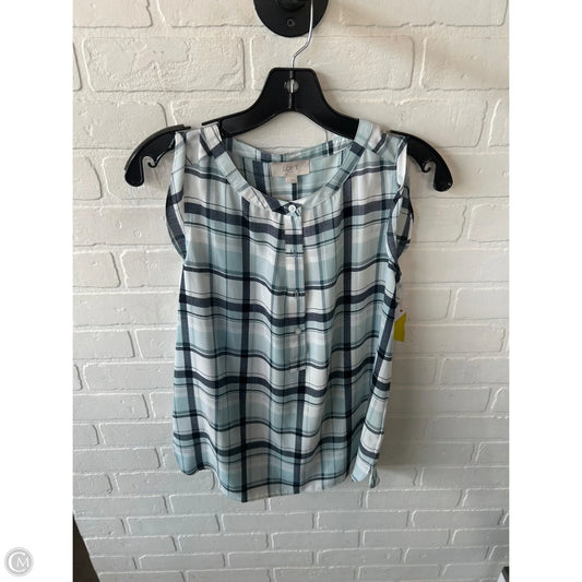 Top Sleeveless By Loft In Blue & White, Size: S
