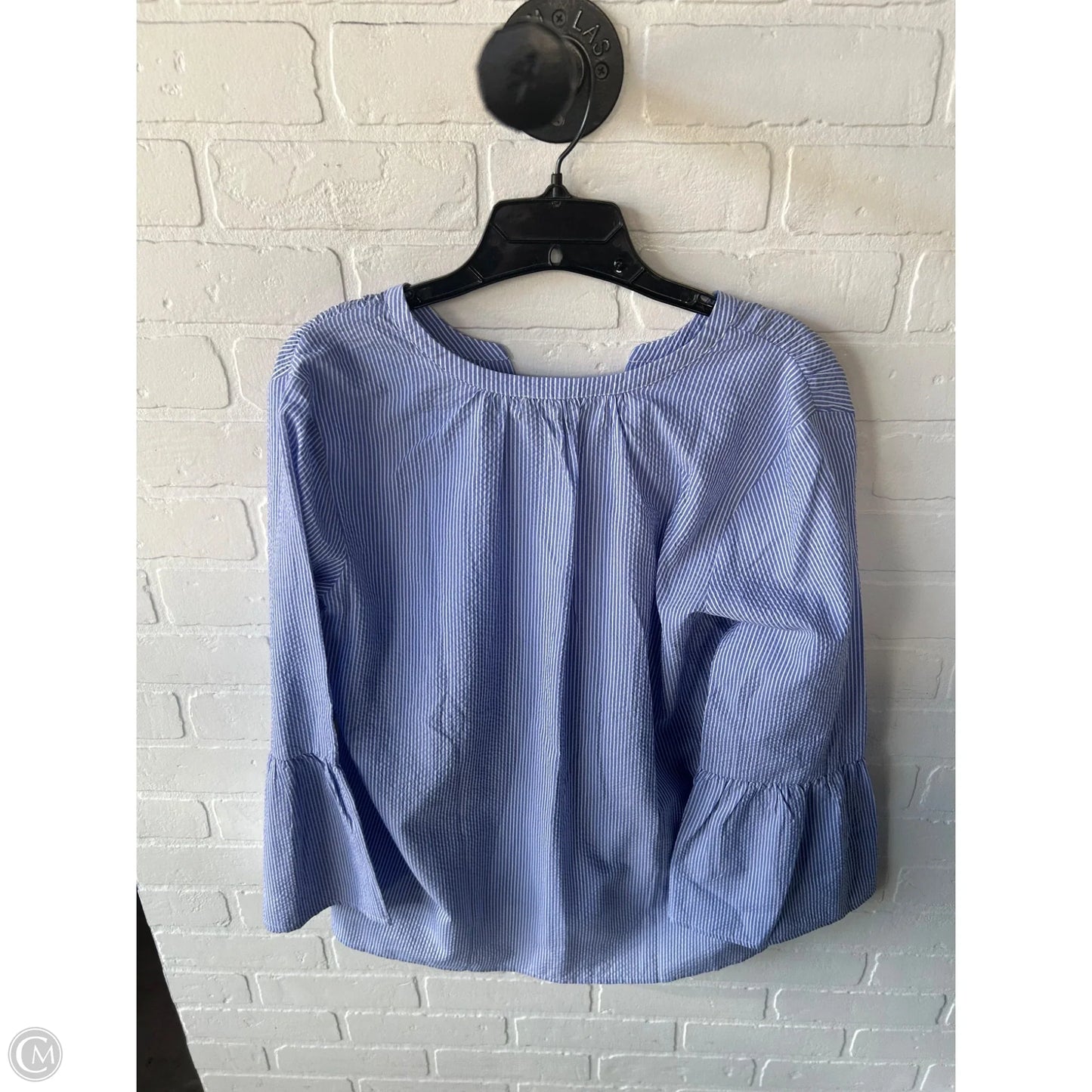 Top Long Sleeve By Ann Taylor In Blue & White, Size: M