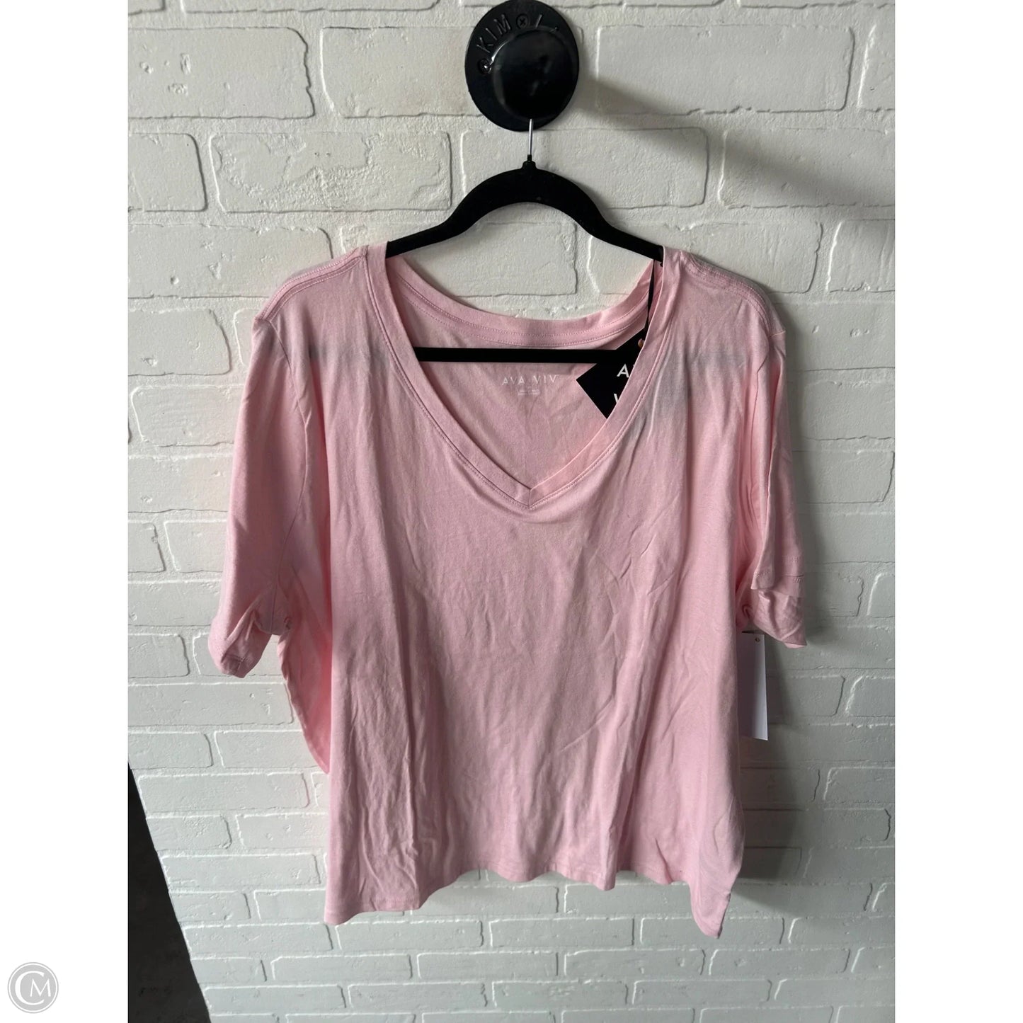 Top Short Sleeve Basic By Ava & Viv In Pink, Size: 2x
