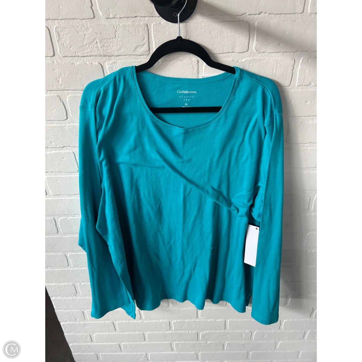Top Long Sleeve By Croft And Barrow In Blue, Size: 3x