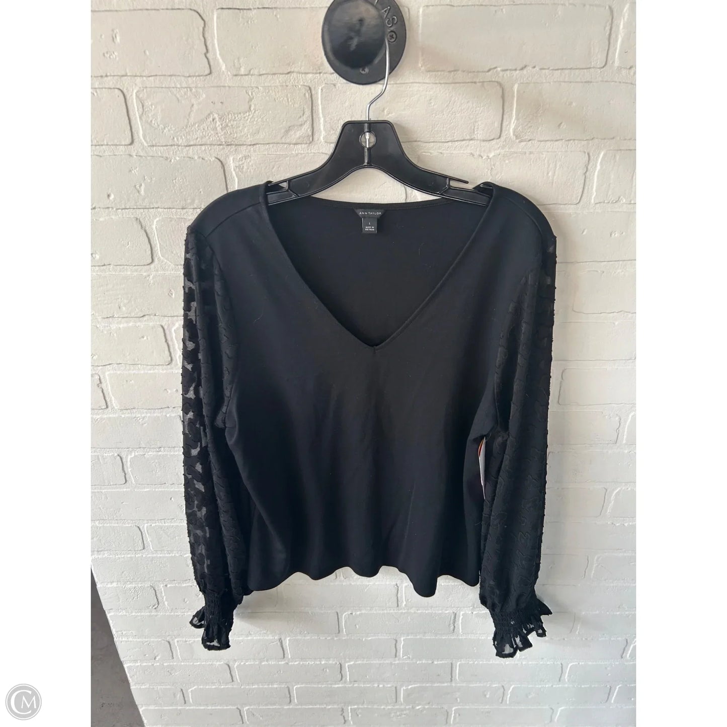 Top Long Sleeve By Ann Taylor In Black, Size: L