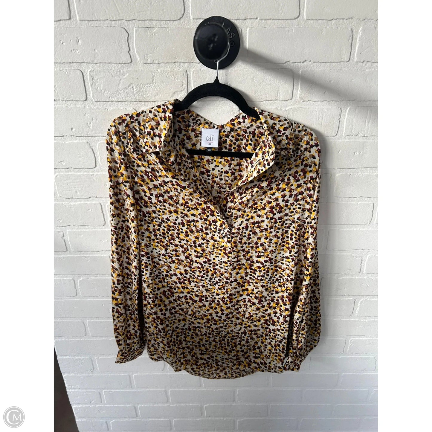 Top Long Sleeve By Cabi In Tan & Yellow, Size: Xs