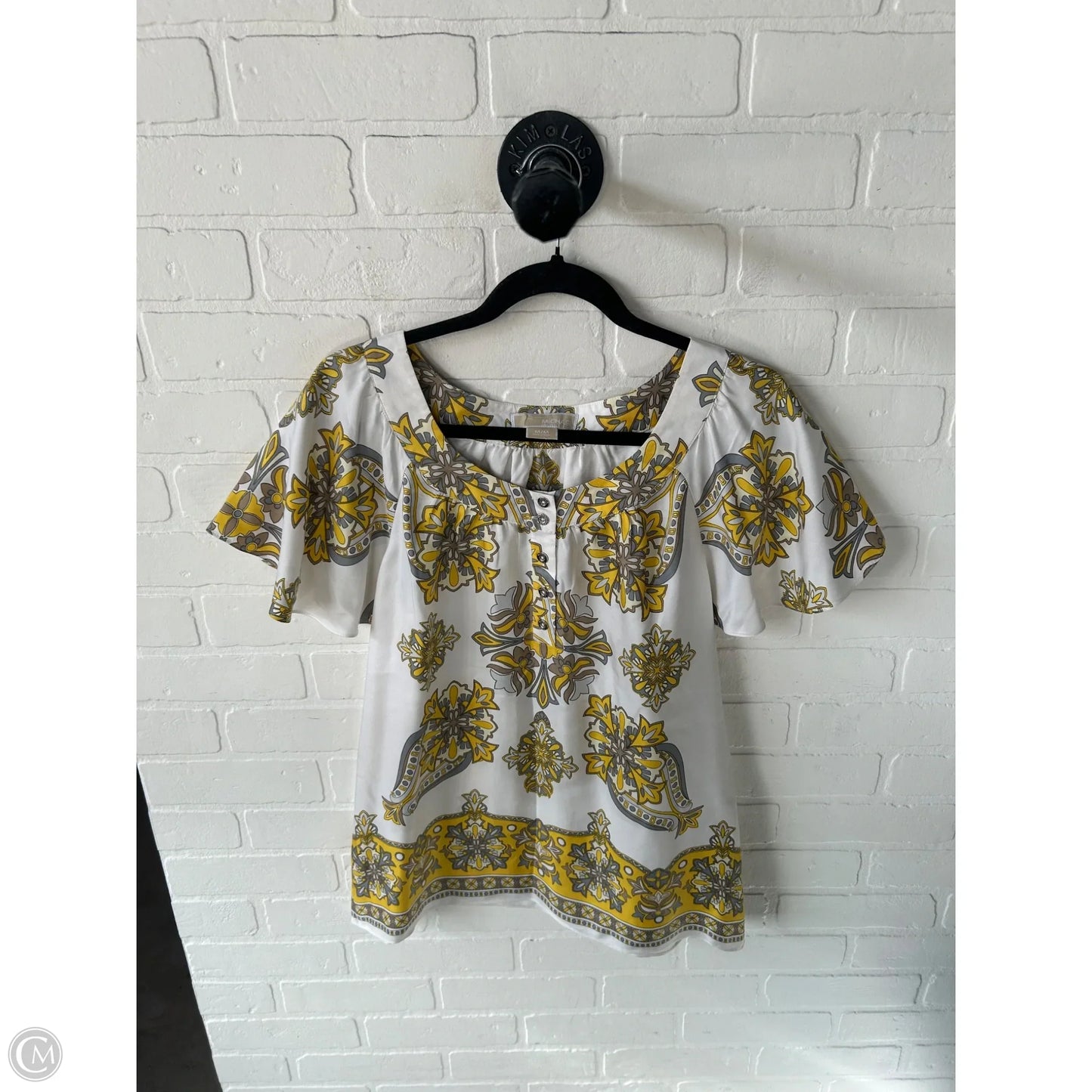 Top Short Sleeve By Michael By Michael Kors In Yellow, Size: M